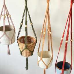 Plant Hanger With Tassel Indoor, Hanging Wall Planter, Macrame Ceiling Hanging, Lover Gifts, Eco Friendly Bead Flower Pot Holder - thumbnail 2