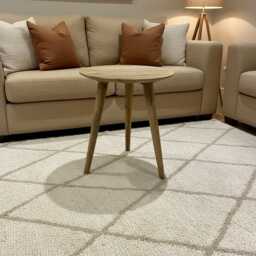 Solid Mango Wood Round Side Table, Tapered Legs - thumbnail 1