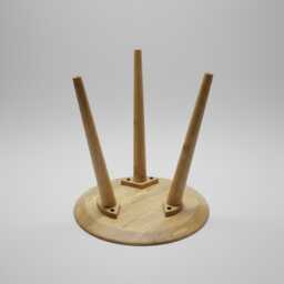 Solid Mango Wood Round Side Table, Tapered Legs - thumbnail 4