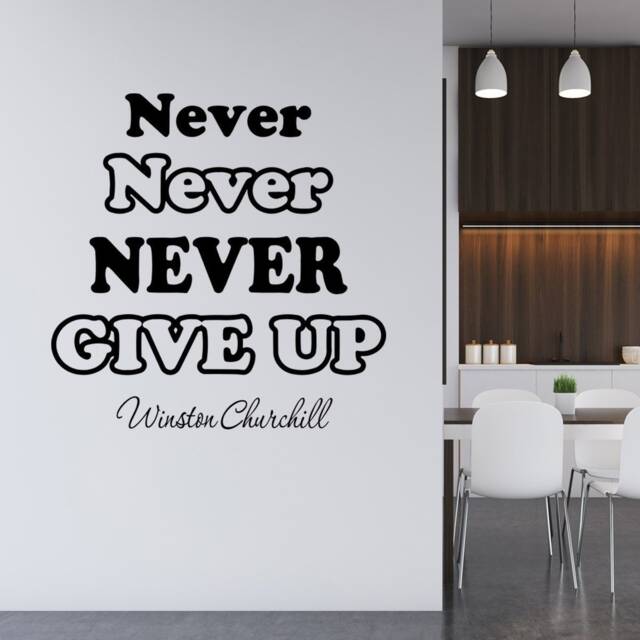 Vwaq Never Give Up Wall Decal Winston Churchill Vinyl Art Decals Quotes Inspirational - image 1
