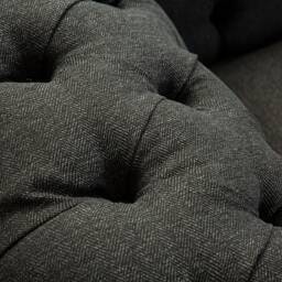 4 Seater Dark Grey Herringbone Wool Chesterfield Chaise End Corner Sofa, British Handmade - thumbnail 4