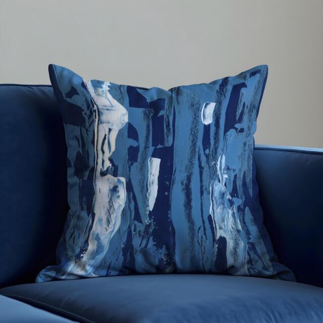 Blue Abstract Cushion Cover, Modern Marble Effect Pillowcase, Decorative Throw Pillow Cover For Sofa Living Room Decor - image 1