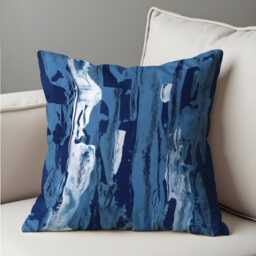 Blue Abstract Cushion Cover, Modern Marble Effect Pillowcase, Decorative Throw Pillow Cover For Sofa Living Room Decor - thumbnail 4