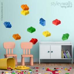 Building Blocks Wall Decal, Growth Chart Bricks Sticker, Nursery Kids Room Decor Repositionable - thumbnail 2