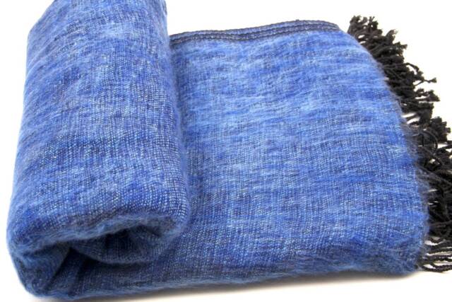 Yak Wool Blanket Blue Throws Nepal Travel Wrap Meditation - image 1