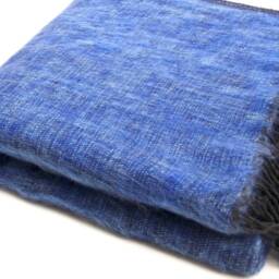 Yak Wool Blanket Blue Throws Nepal Travel Wrap Meditation - thumbnail 2