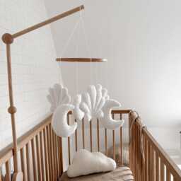 Boucle Mobile Handmade Baby Shell & Moon Nursery Decoration Neutral Decor Boucle Seashell - thumbnail 2