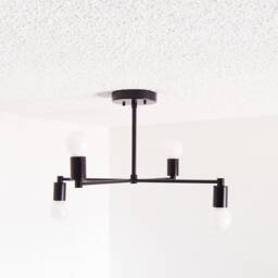 Modern Flush Mount - Brass Ceiling Light Contempory Minimalist Dining Room Bedroom Lighting - thumbnail 2