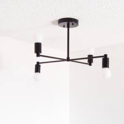 Modern Flush Mount - Brass Ceiling Light Contempory Minimalist Dining Room Bedroom Lighting - thumbnail 3