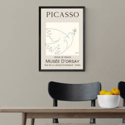 Picasso Dove Of Peace Print, Exhibition Wall Art, Framed Vintage Decor, Bird Print - thumbnail 3