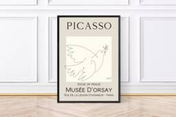 Picasso Dove Of Peace Print, Exhibition Wall Art, Framed Vintage Decor, Bird Print - thumbnail 1