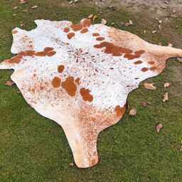 Genuine Cowhide Rug Brown & White - Tricolor Cow Skin Large Brazilian Area Western Decor - thumbnail 4