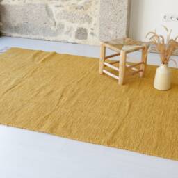 Large Yellow Rug 140x200 cm, Living Room Rug, Mustard Area Washable Sustainable Bedroom Nursery Tapis Jaune - thumbnail 2