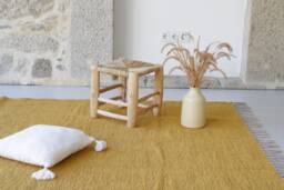 Large Yellow Rug 140x200 cm, Living Room Rug, Mustard Area Washable Sustainable Bedroom Nursery Tapis Jaune - thumbnail 1
