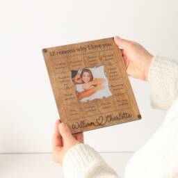 Unique Wooden Personalized Puzzle 12 Reasons Why I Love You Valentines Birthday Gift For Boyfriend Custom Collage Frame 1st Anniversary - thumbnail 2