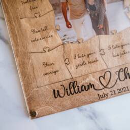 Unique Wooden Personalized Puzzle 12 Reasons Why I Love You Valentines Birthday Gift For Boyfriend Custom Collage Frame 1st Anniversary - thumbnail 3