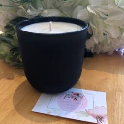 Matt Black Ribbed Glass Soy Wax Candle - 230 Ml