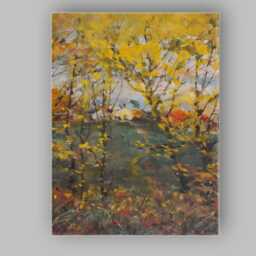Abstract Golden Autumn Woodland Pond Impressionist Canvas Wall Art Print Decor Picture Ready To Hang - thumbnail 1