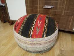 Kilim Pouf Ottoman 20x8 Inches Anatolian Vintage Poufs Floor Pillow Cover Oversize Decor Pillow