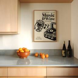 Retro Music & Wine Evening Print - Illustration Poster, Kitchen Art Dining Room, Fun Art, Club, Trendy 90S Aesthetic - thumbnail 3