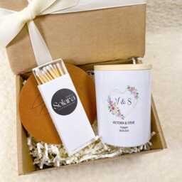 Personalised Engagement Candle Gift Set, Soy Wax, Mr & Mrs Keepsake - thumbnail 1