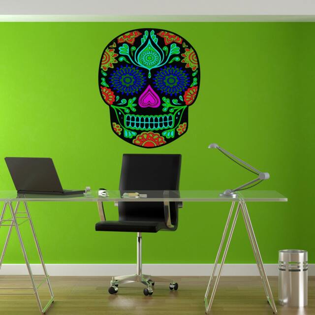 Candy Skull Full Color Decal, Color Sticker, Wall Art, Cn 041