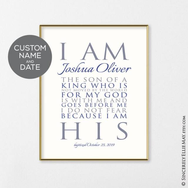 Son Of A King, Christening Or Baptism Boy Wall Art Personalization You Print - I Am His Quote Printable Great As Nursery Home Decor 40316 - image 1