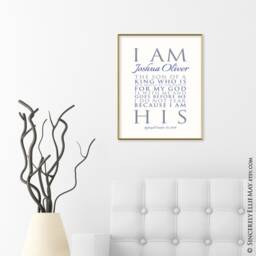 Son Of A King, Christening Or Baptism Boy Wall Art Personalization You Print - I Am His Quote Printable Great As Nursery Home Decor 40316 - thumbnail 2