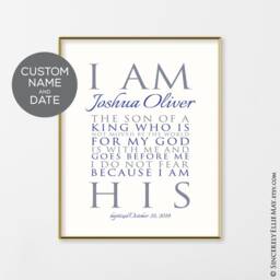 Son Of A King, Christening Or Baptism Boy Wall Art Personalization You Print - I Am His Quote Printable Great As Nursery Home Decor 40316 - thumbnail 1