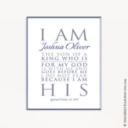 Son Of A King, Christening Or Baptism Boy Wall Art Personalization You Print - I Am His Quote Printable Great As Nursery Home Decor 40316 - thumbnail 3