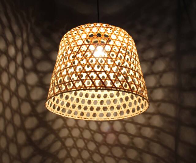 Handmade Bamboo Basket Pendant Light Rustic Decor Lamp - image 1