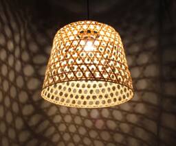 Handmade Bamboo Basket Pendant Light Rustic Decor Lamp - thumbnail 1