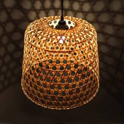Handmade Bamboo Basket Pendant Light Rustic Decor Lamp - thumbnail 2