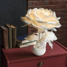 White Rose Bedside Flower Lamp Unique Nightstand Bedroom Table Night Light - thumbnail 2