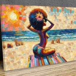Beautiful Lady Afro Hair Abstract Digital Art , Mounted On Bars Wall Art, Hangings, Home D??cor, Canvas Print - thumbnail 3