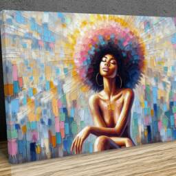 Beautiful Lady Afro Hair Abstract Digital Art , Mounted On Bars Wall Art, Hangings, Home D??cor, Canvas Print - thumbnail 2