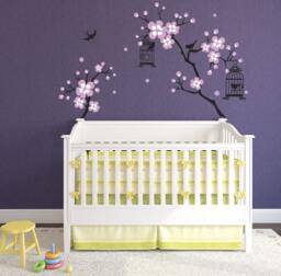 Baby Girl Room Decor Cherry Blossom Wall Art Tree Decals For Walls Sticker Personalized Decalisland-Baby Sd 048 - thumbnail 1