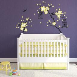 Baby Girl Room Decor Cherry Blossom Wall Art Tree Decals For Walls Sticker Personalized Decalisland-Baby Sd 048 - thumbnail 2