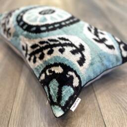 Velvet Ikat Pillow Cover Snowflake - Decorative Cushion For Sofa Or Bed - thumbnail 3