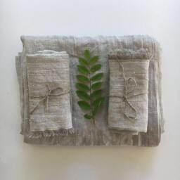 Linen Towels, Set Of Bath Towel With Two Face Towels, Towel Set, Guest Hand Towels Linen, Gift For Her, Mom, Wedding - thumbnail 3
