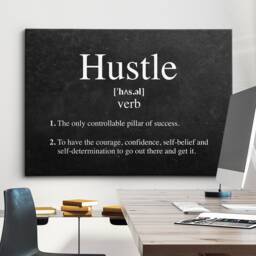 Hustle Definition Quote Entrepreneur Motivational Inspirational, Framed Canvas Wall Art Poster Print, Home Office & Room Decor, Gift Idea - thumbnail 1