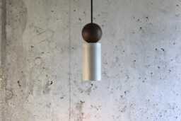 Concrete Pendant Light Modern Hanging Lamp With Wood Accent