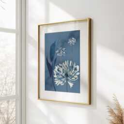 Blue Allium Print, Navy Floral Wall Art, Watercolour Flowers, Botanical Art Poster, Unframed - thumbnail 2