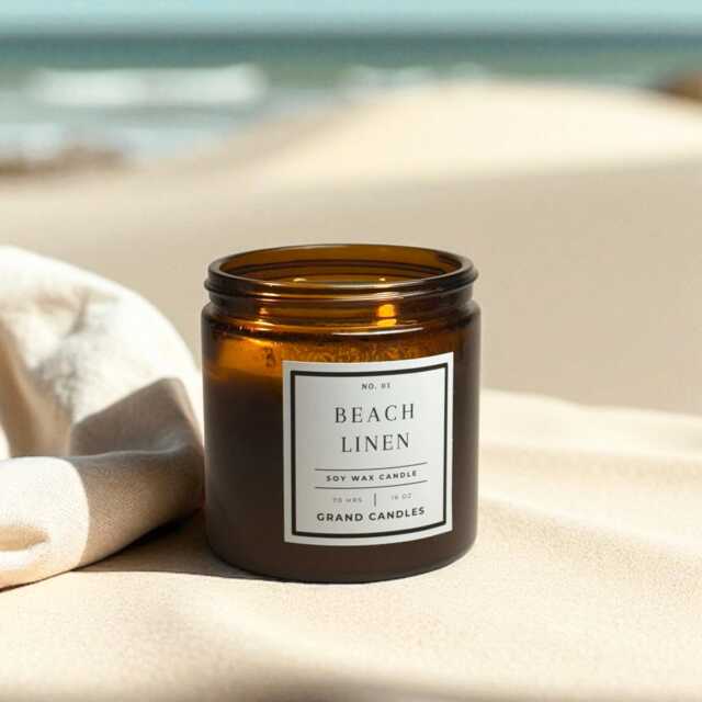Beach Linen Soy Candle - Fresh Clean Laundry Scent Hand-Poured Coastal Non-Toxic Wax Relaxing Home Gift Idea - image 1