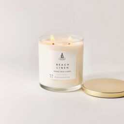 Beach Linen Soy Candle - Fresh Clean Laundry Scent Hand-Poured Coastal Non-Toxic Wax Relaxing Home Gift Idea - thumbnail 4