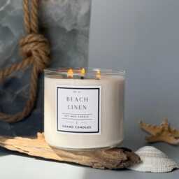 Beach Linen Soy Candle - Fresh Clean Laundry Scent Hand-Poured Coastal Non-Toxic Wax Relaxing Home Gift Idea - thumbnail 3