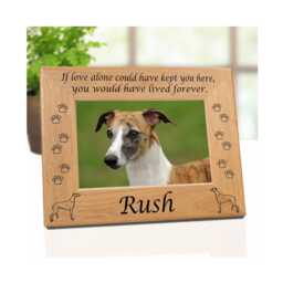 Greyhound Photo Frame, Engraved Wood Gift Dog Breed Design, Choice Of 3 Remembrance Quotes, Loss Frame For Mom - thumbnail 1