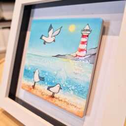 Seagull Ceramic Wall Art Small Framed Summer Picture - thumbnail 3