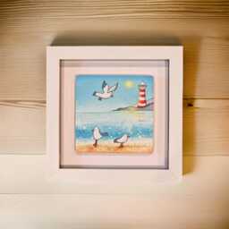 Seagull Ceramic Wall Art Small Framed Summer Picture - thumbnail 4