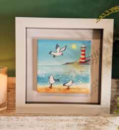 Seagull Ceramic Wall Art Small Framed Summer Picture - thumbnail 1